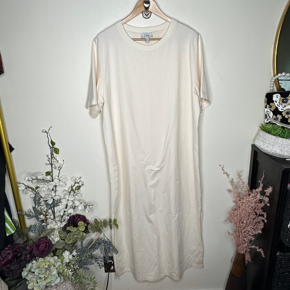 COS Cream Short-Sleeve Crewneck Maxi Dress - Picture 2 of 5